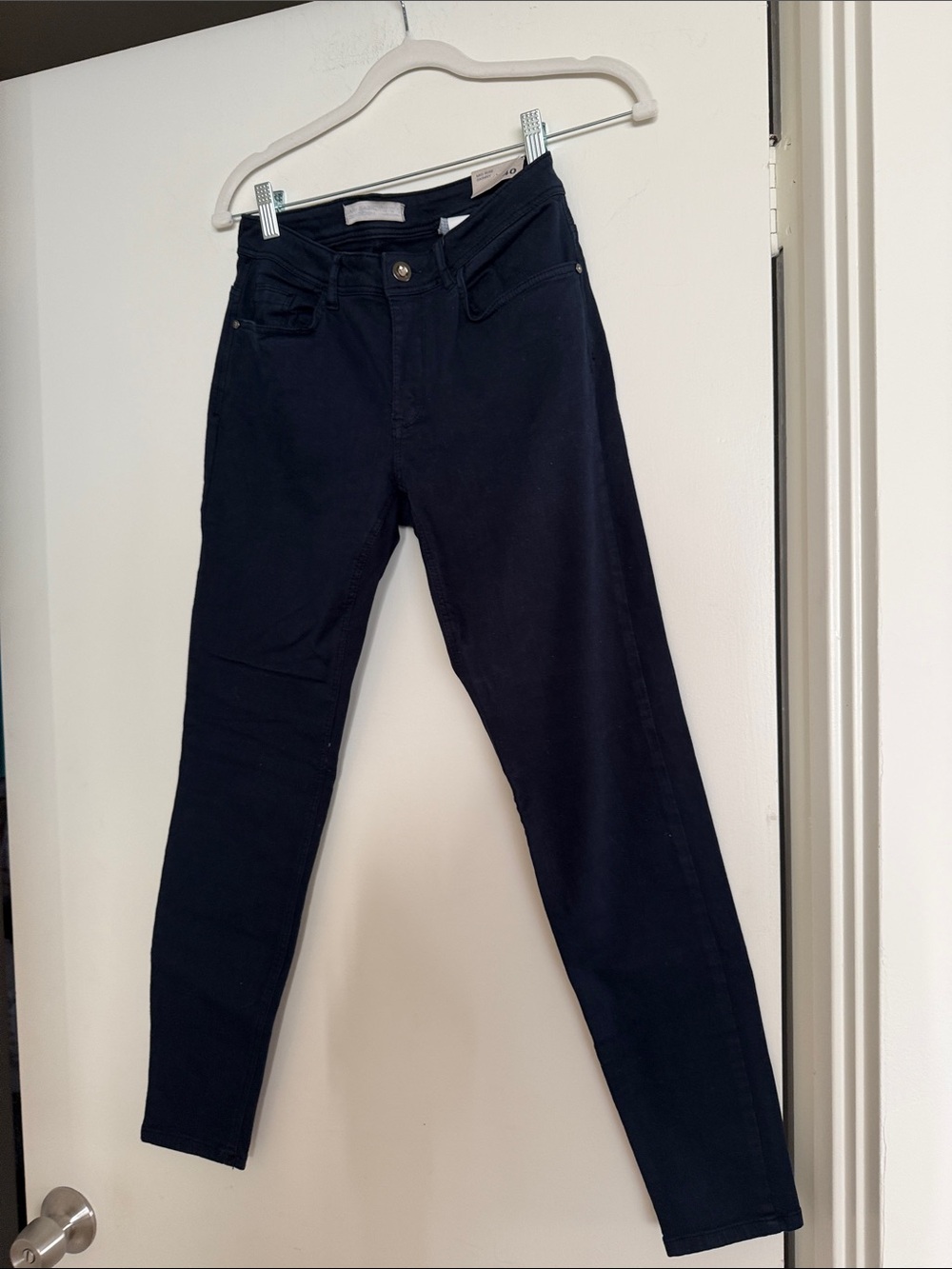 Zara Women's Dark Blue High-Waist Skinny Jeans